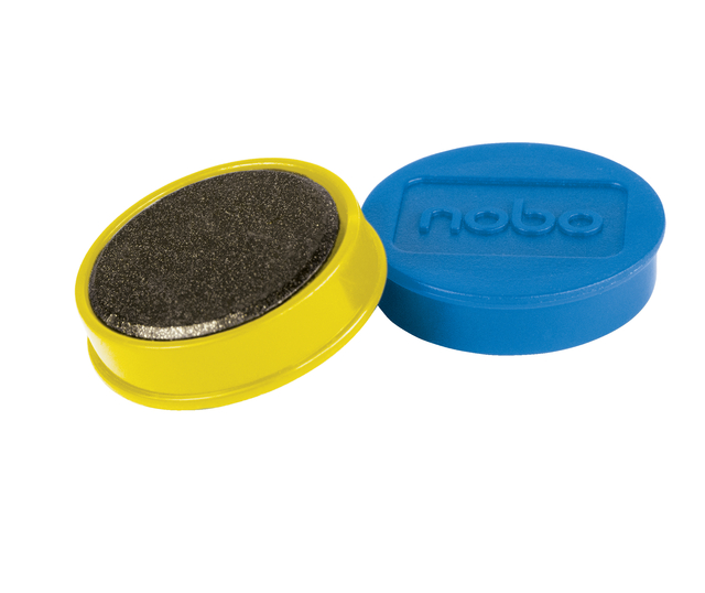 magnetisch, schijf, metaal, geel, blauw