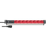 Brennenstuhl Alu-Line 19" PDU 10A met 8x Type F aansluitingen en C14 UPS-stekker