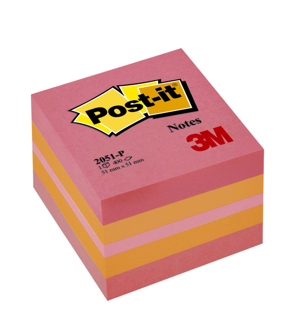 Memoblok Post-it 2051 51x51mm kubus roze Memoblok Post-it 2051 51x51mm kubus roze