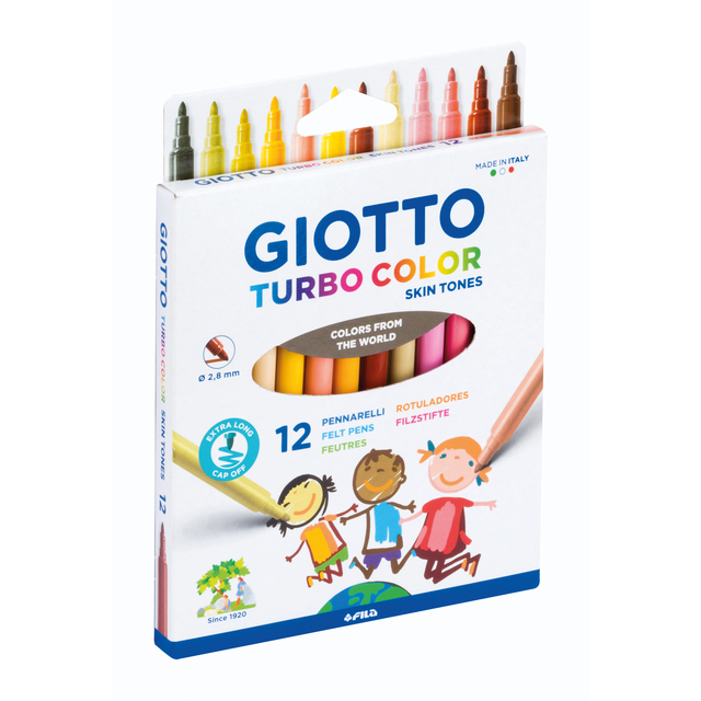 Viltstift Giotto Turbo Color Skin Tones set à 12 kleuren Viltstift Giotto Turbo Color Skin Tones set à 12 kleuren