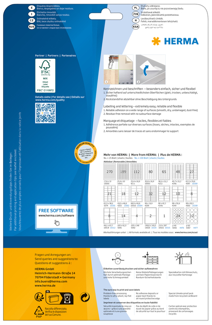 Etiket HERMA 10017 A4 99.1x42.3mm verwijderbaar wit 300 etiketten