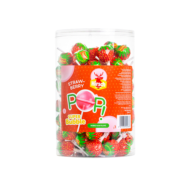 Lolly Hirsch super bubble strawberry 100x17 gram Lolly Hirsch super bubble strawberry 100x17 gram