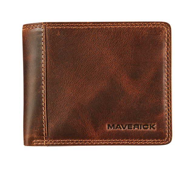Portemonee Maverick The Original compact met kleingeldvak RFID leer bruin Portemonee Maverick The Original compact met kleingeldvak RFID leer bruin