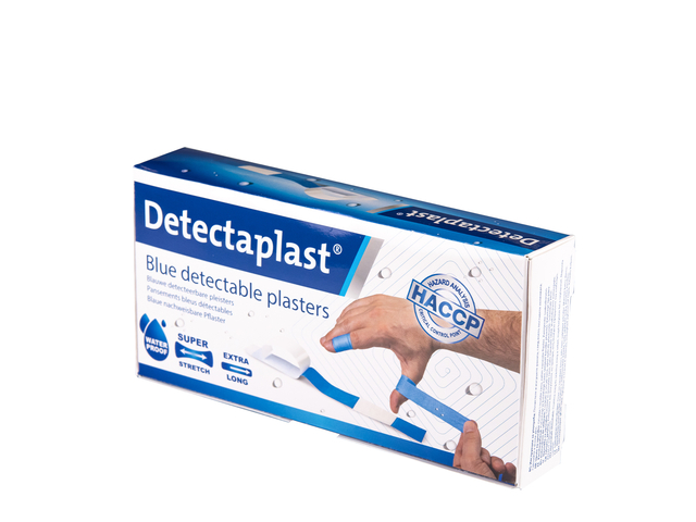 Waterafstotende blauwe pleister Detectaplast 180x20mm 100 stuks Waterafstotende blauwe pleister Detectaplast 180x20mm 100 stuks