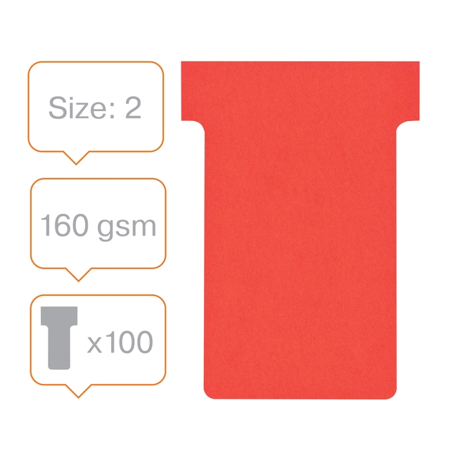 T-kaart Nobo nr.2 48mm rood 100 stuks