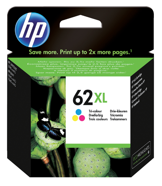 Inktcartridge HP C2P07AE 62XL kleur Inktcartridge HP C2P07AE 62XL kleur