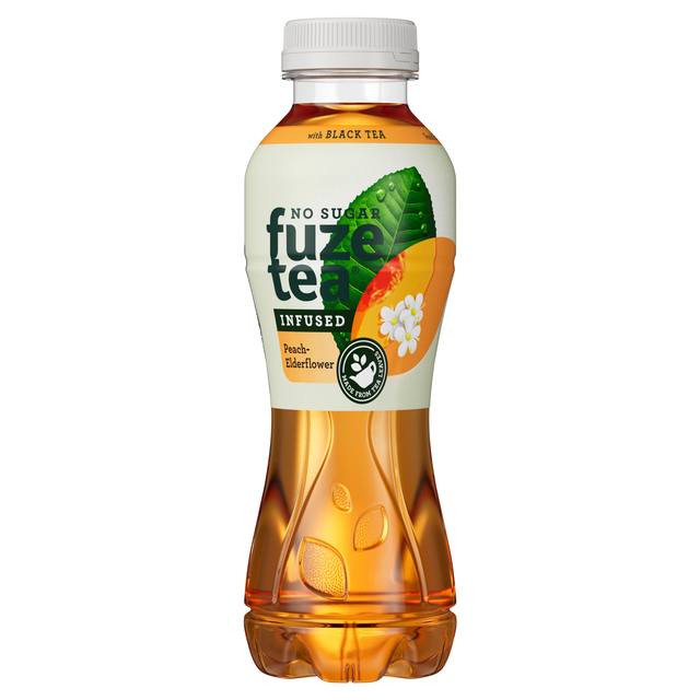 Frisdrank Fuze Tea peach elderflower suikervrij fles 400ml Frisdrank Fuze Tea peach elderflower suikervrij fles 400ml