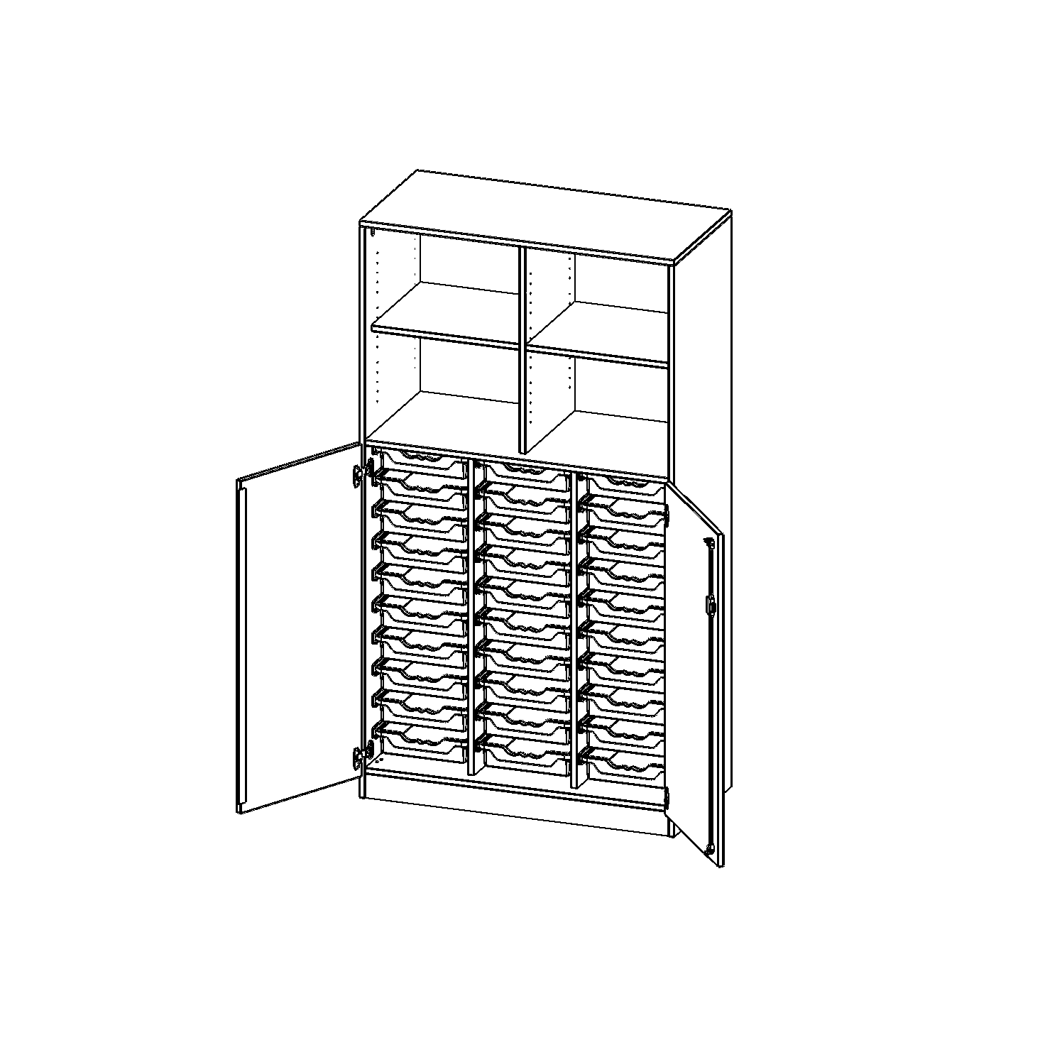 ErgoTray combikast, drie rijen, 5 ordnerhoogtes - evo180 serie