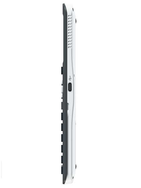 USB-C-poort, zijdezicht, wit apparaat, groeve rand, elektronica