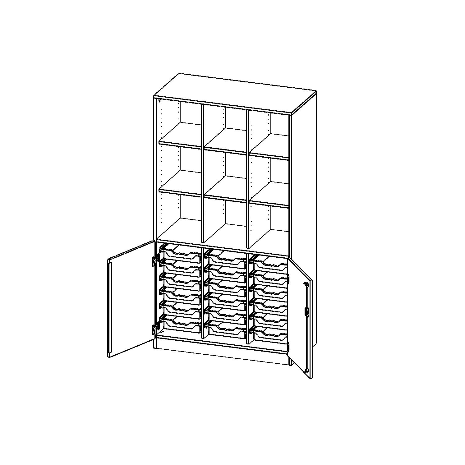 ErgoTray combikast, drie rijen, 5 ordnerhoogtes - evo180 serie