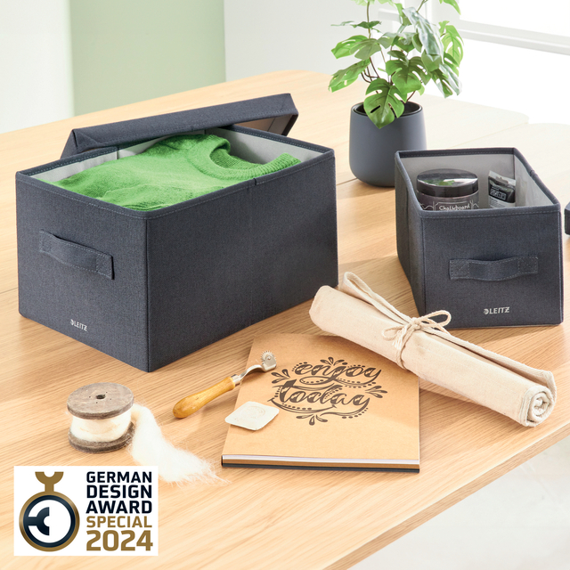 Opbergdoos Leitz gestoffeerd met deksel 285x203x380mm grijs 2 st