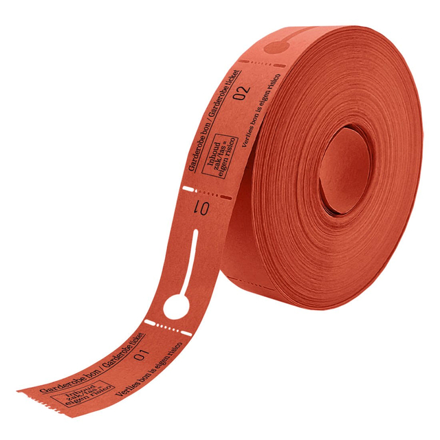 Garderobebonnen Combicraft nummering  1 t/m 500 rood 500 stuks Garderobebonnen Combicraft nummering  1 t/m 500 rood 500 stuks