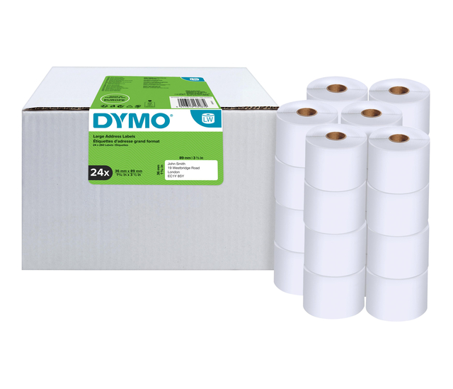 Etiket Dymo LabelWriter adressering 36x89mm 24 rollen á 260 stuks wit Etiket Dymo LabelWriter adressering 36x89mm 24 rollen á 260 stuks wit