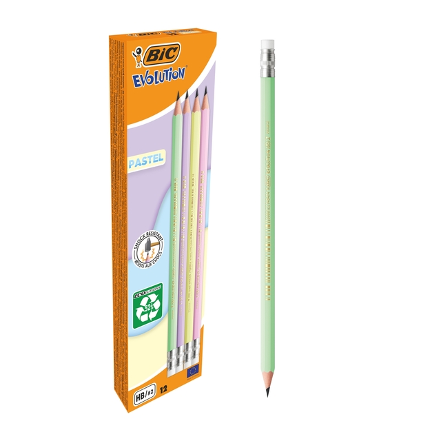 potlood, kleurpotloden, HB, 12 stuks, pastel-kleurenset