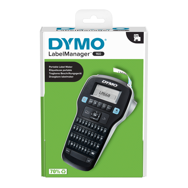 Labelprinter Dymo LabelManager 160 draagbaar azerty 12mm zwart Labelprinter Dymo LabelManager 160 draagbaar azerty 12mm zwart