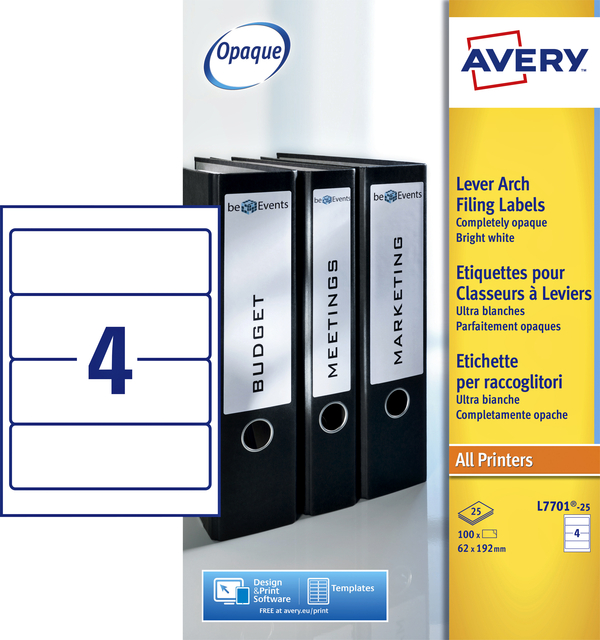 Rugetiket Avery breed 62x192mm zelfklevend wit 25 vel Rugetiket Avery breed 62x192mm zelfklevend wit 25 vel