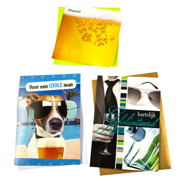 Wenskaart Paperclip navulset verjaardag man 6 kaarten Wenskaart Paperclip navulset verjaardag man 6 kaarten