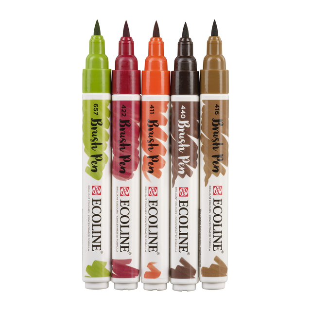 Brushpen Talens Ecoline set à 5 stuks herfst