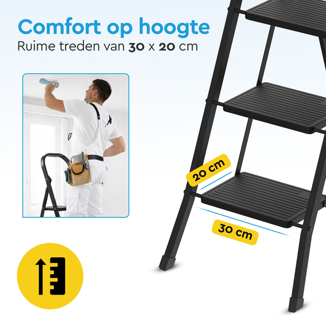 ladder, step ladder, black ladder, non-slip, 30 cm step