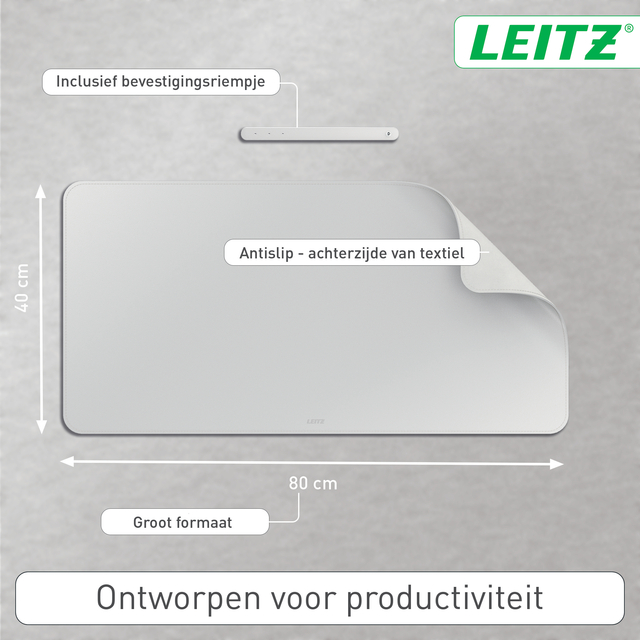 Bureau-onderlegger Leitz 80x40cm oprolbaar grijs