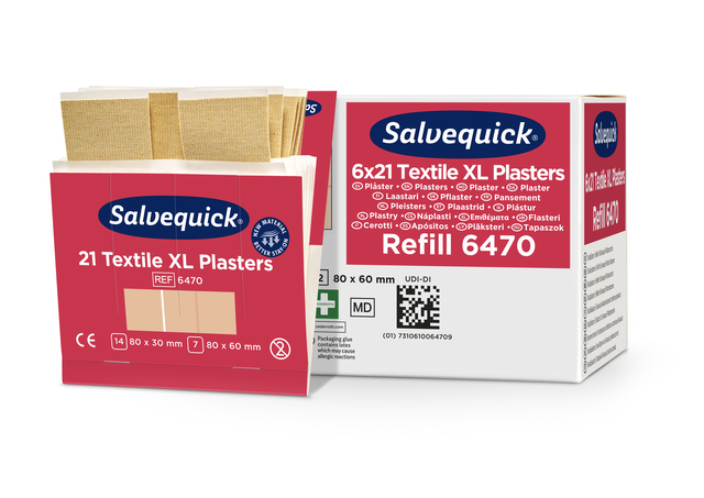 Pleisters Salvequick textiel extra groot 6x 21 stuks Pleisters Salvequick textiel extra groot 6x 21 stuks