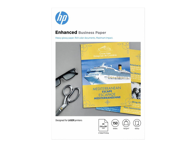 Fotopapier laser HP CG965A 150gr A4 glans wit 150 vel