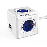 Allocacoc PowerCube Extended, stekkerdoos met USB poorten, 4 sockets, 1.5m, wit/blauw Allocacoc PowerCube Extended, stekkerdoos met USB poorten, 4 sockets, 1.5m, wit/blauw