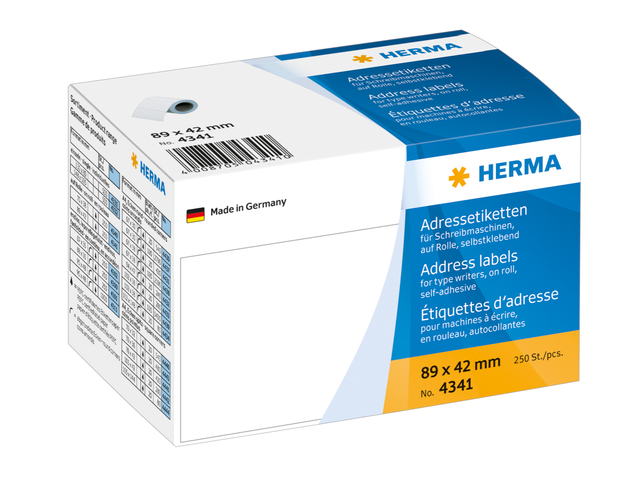 Etiket HERMA adres 4341 89X42mm op rol 250stuks Etiket HERMA adres 4341 89X42mm op rol 250stuks
