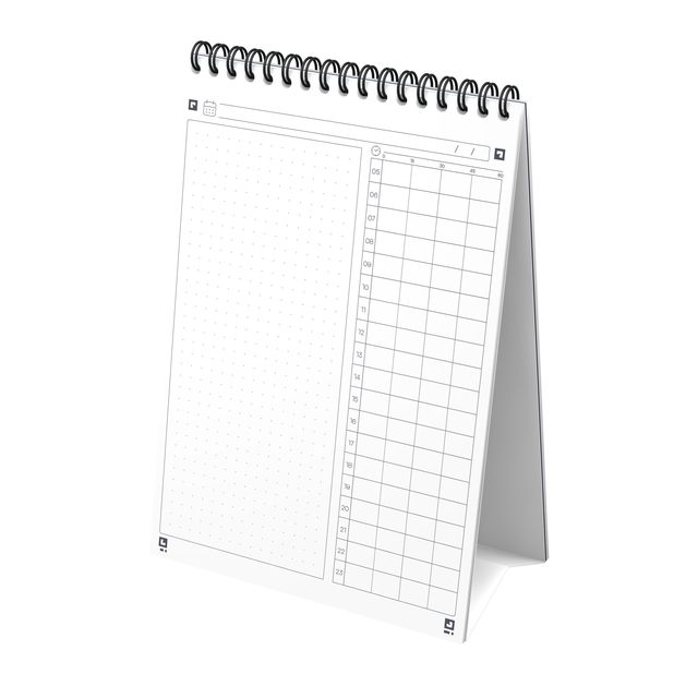 bureaukalender, desk calendar, wipeable grid, spiral bound, date planner