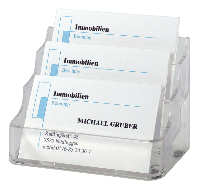 Visitekaartbak Sigel VA130 3 vakken voor 3x70 kaarten 94x85mm hard plastic transparant Visitekaartbak Sigel VA130 3 vakken voor 3x70 kaarten 94x85mm hard plastic transparant