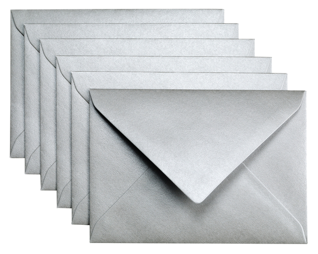 Envelop Papicolor C6 114x162mm metallic zilver pak à 6 stuks Envelop Papicolor C6 114x162mm metallic zilver pak à 6 stuks