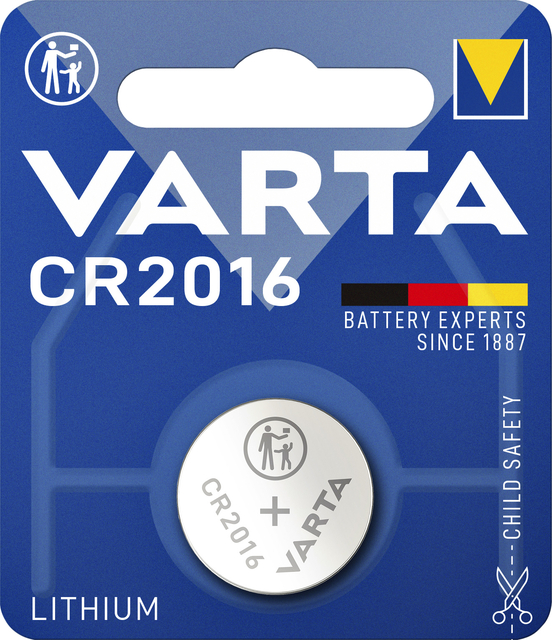 Batterij Varta knoopcel CR2016 lithium blister à 1stuk Batterij Varta knoopcel CR2016 lithium blister à 1stuk