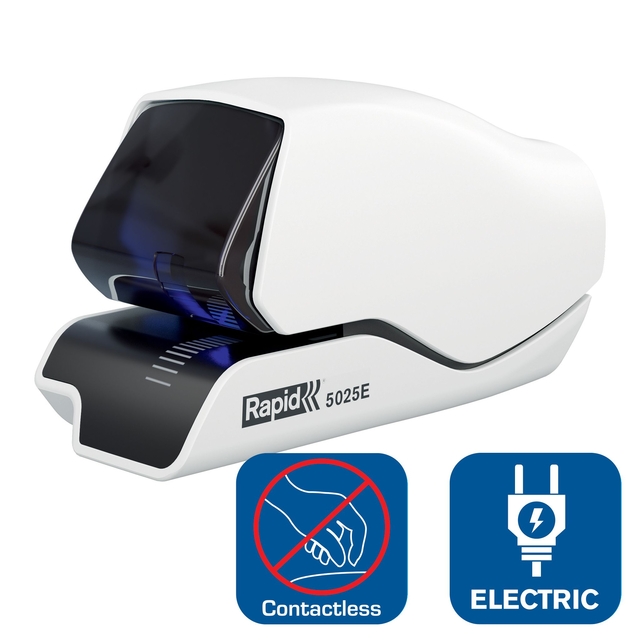 Nietmachine Rapid Supreme contactloos elektrisch 5025e 25 vel wit