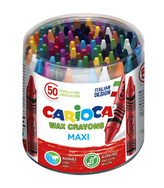 Waskrijt Carioca Maxi pot á 50 stuks assorti Waskrijt Carioca Maxi pot á 50 stuks assorti