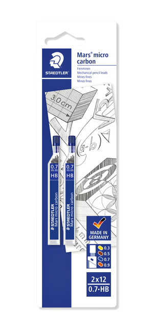 Potloodstift Staedtler Mars Carbon Micro 0.7mm HB blister 2 stuks Potloodstift Staedtler Mars Carbon Micro 0.7mm HB blister 2 stuks