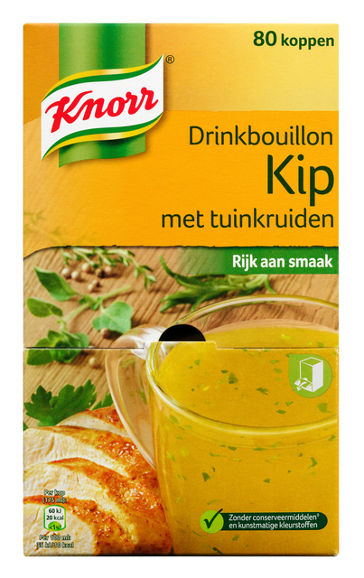Drinkbouillon Knorr kip tuinkruiden 80 stuks Drinkbouillon Knorr kip tuinkruiden 80 stuks