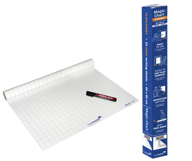 Magic-Chart Legamaster flipchart 600x800mm wit met ruit 25 vel