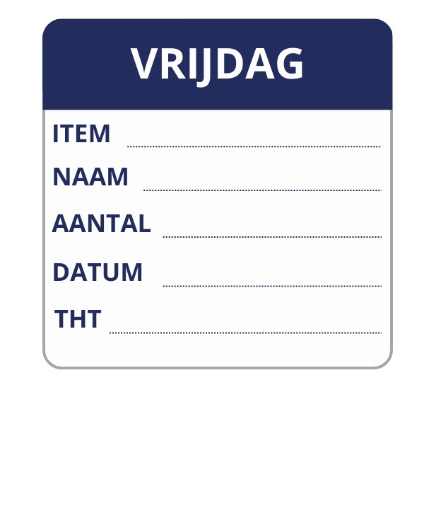 Labellord PL Daglabel Etiket Vrijdag 50x50mm flush 250 st