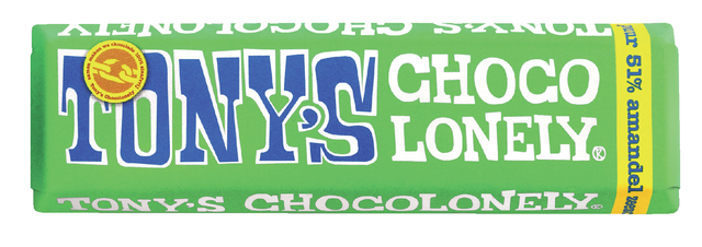 Chocolade Tony's Chocolonely amandel zeezout reep 47gr Chocolade Tony's Chocolonely amandel zeezout reep 47gr