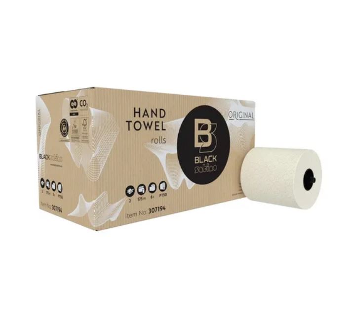 BlackSatino Handdoekrol 2lgs doos 6x175 mtr