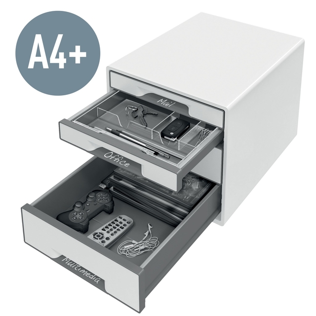 Ladenblok Leitz WOW CUBE A4 maxi 4 laden wit/grijs