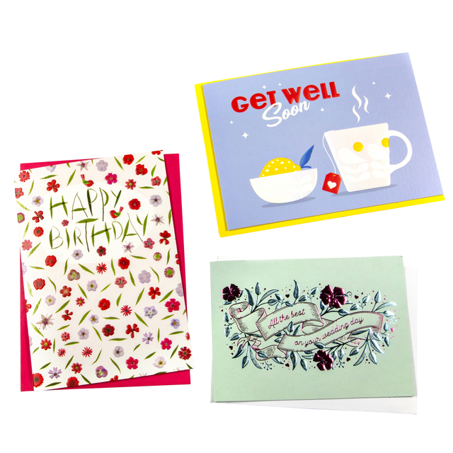 Wenskaart Paperclip navulset Engels 6 kaarten assorti Wenskaart Paperclip navulset Engels 6 kaarten assorti