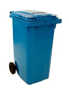 Container 240 ltr Blauw met papiergleuf en slot