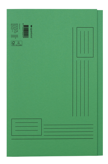 Vouwmap Quantore Folio ongelijke zijde 250gr groen Vouwmap Quantore Folio ongelijke zijde 250gr groen
