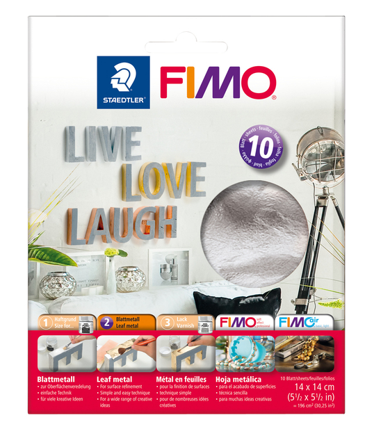 Bladmetaal Fimo 14x14cm 10vel zilver Bladmetaal Fimo 14x14cm 10vel zilver