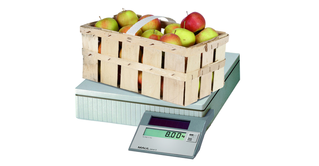 appel, appelmand, fruitmand, weegschaal, wekker