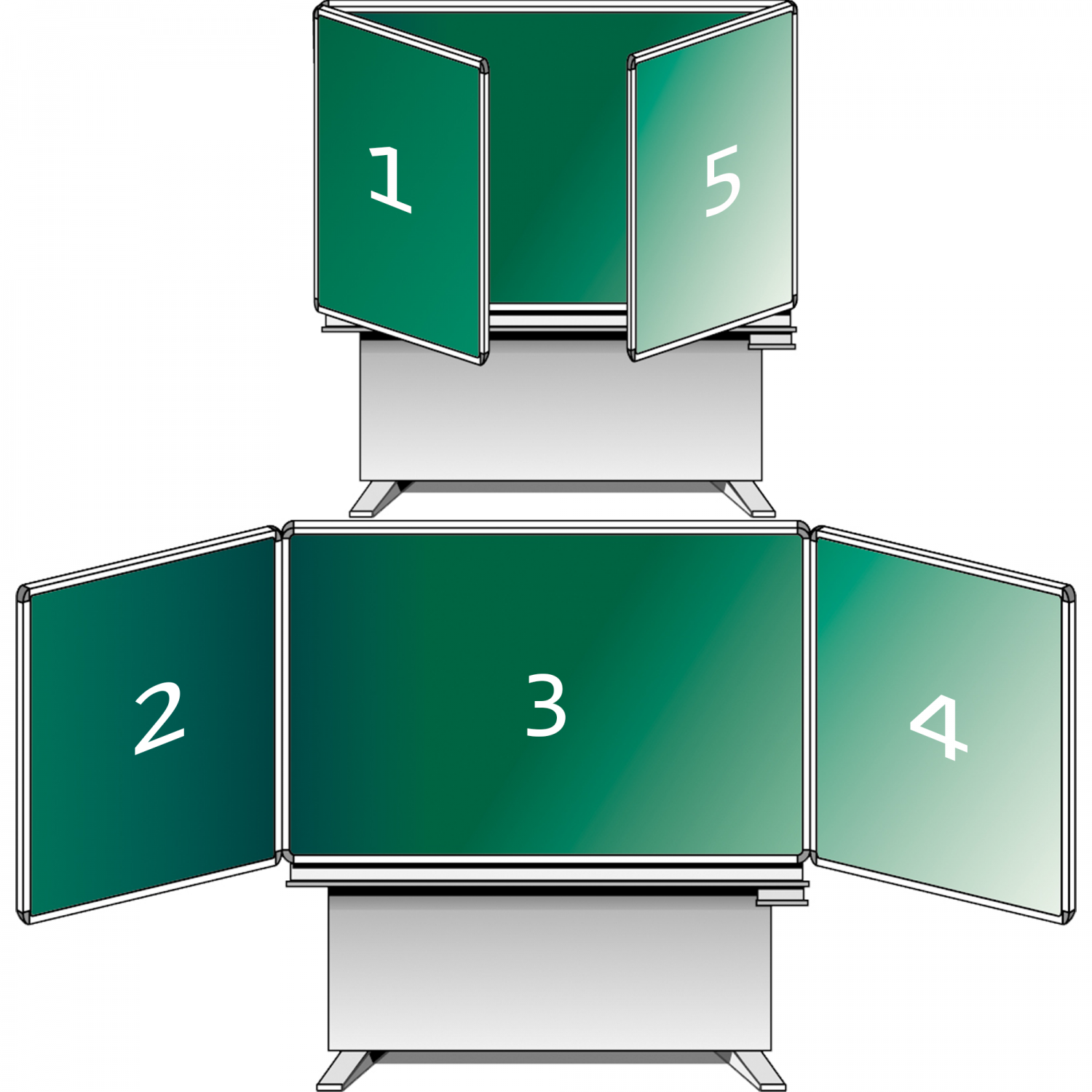 Opklapbare glijplank, stalen schoolbord, serie MST, groen