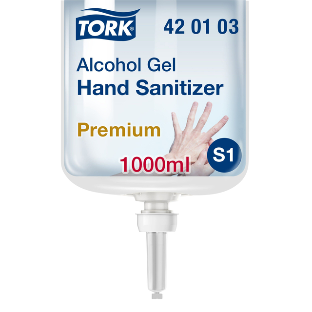 Handdesinfectie Tork S1 Premium alcoholgel ongeparfumeerd 1000 ml 420103 Handdesinfectie Tork S1 Premium alcoholgel ongeparfumeerd 1000 ml 420103