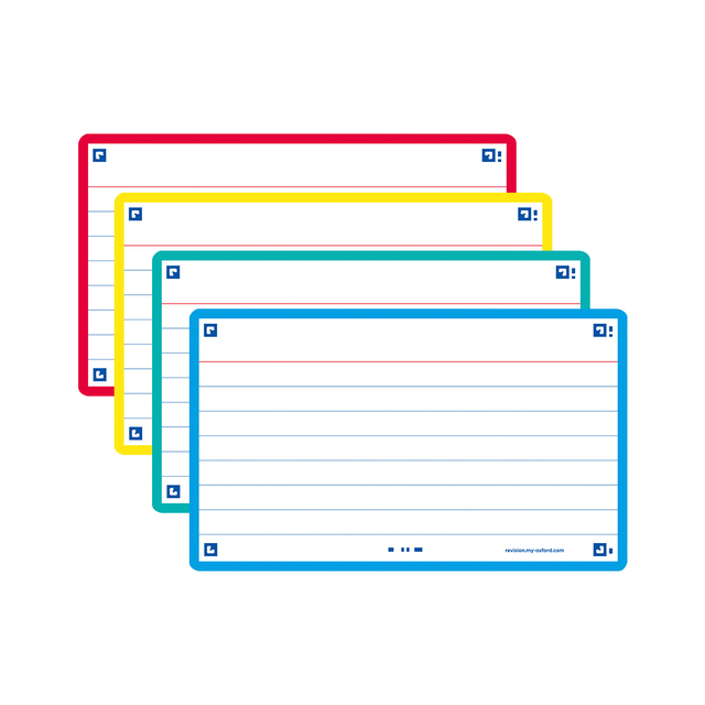 Flashcard Oxford 2.0 75x125mm 80 vel 250gr lijn assorti Flashcard Oxford 2.0 75x125mm 80 vel 250gr lijn assorti