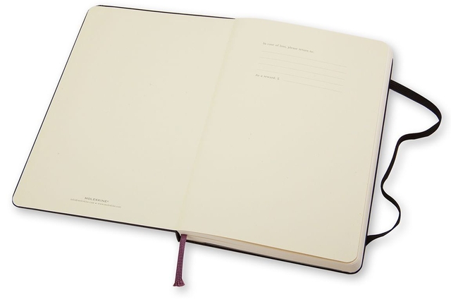 Notitieboek Moleskine large 130x210mm blanco hard cover zwart